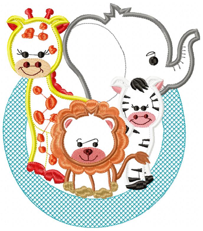 Animals Safari - Applique Machine Embroidery Design