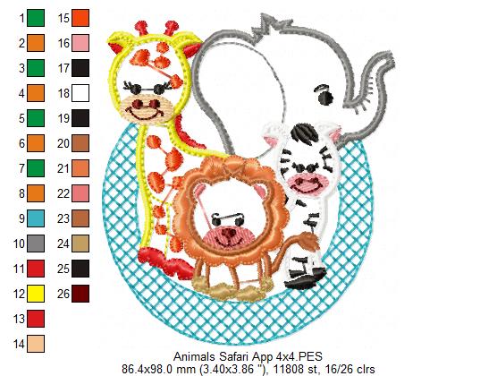 Animals Safari - Applique Machine Embroidery Design