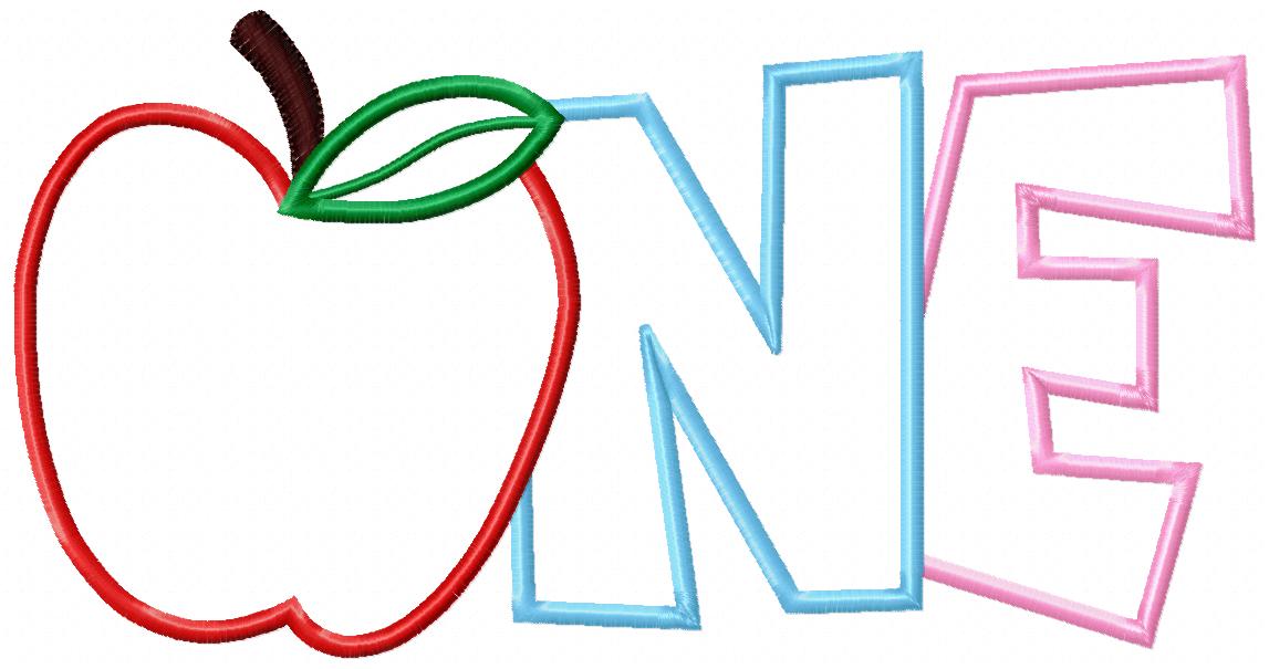 Apple Number 1 One 1st Birthday - Applique