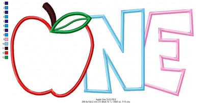 Apple Number 1 One 1st Birthday - Applique