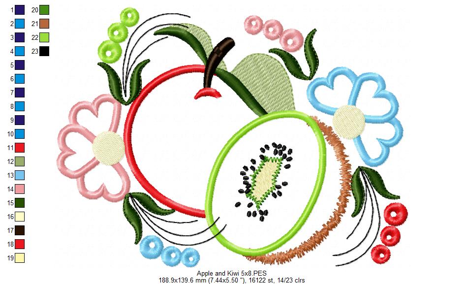 Apple and Kiwi - Applique