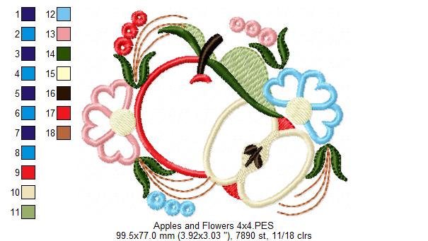 Apples and Flowers - Applique