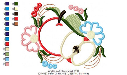 Apples and Flowers - Applique