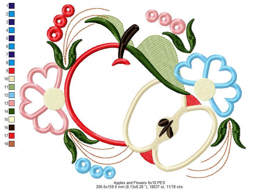Apples and Flowers - Applique