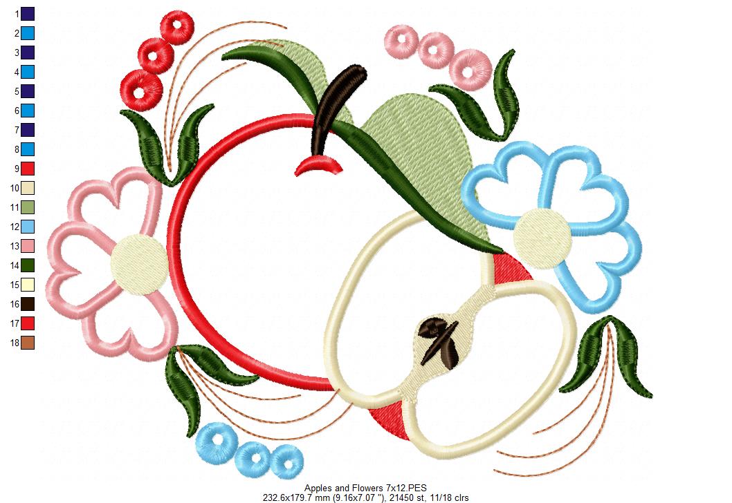 Apples and Flowers - Applique