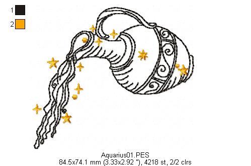 Aquarius Constellation - Redwork