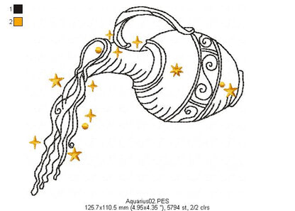 Aquarius Constellation - Redwork