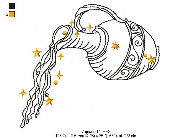 Aquarius Constellation - Redwork