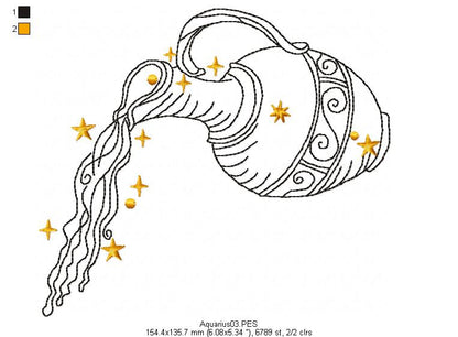 Aquarius Constellation - Redwork