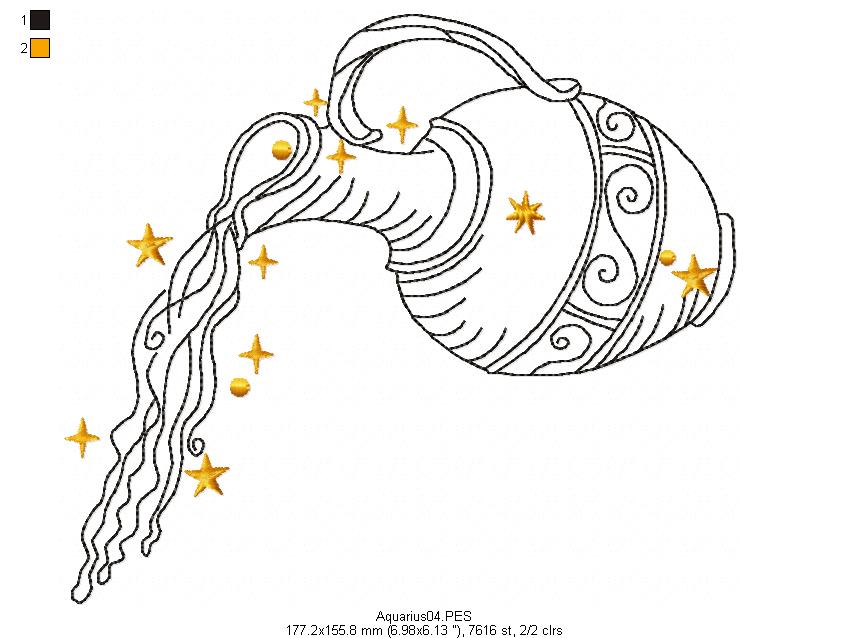 Aquarius Constellation - Redwork