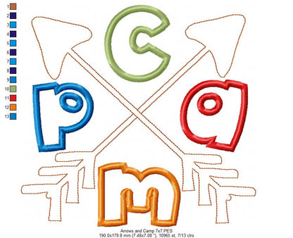 Arrows and Camp - Applique