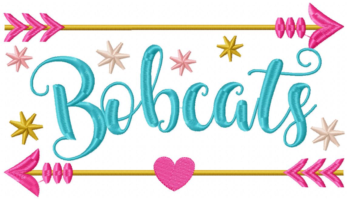 Arrows and Sparkles Bobcats – Satin Stitch – Machine Embroidery Design