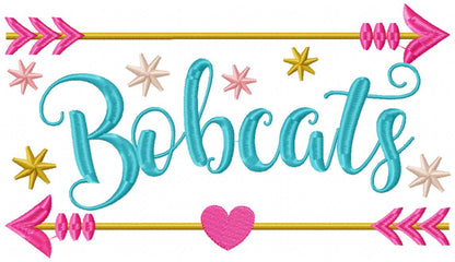 Arrows and Sparkles Bobcats – Satin Stitch – Machine Embroidery Design