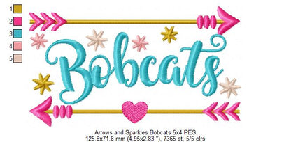 Arrows and Sparkles Bobcats – Satin Stitch – Machine Embroidery Design