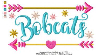 Arrows and Sparkles Bobcats – Satin Stitch – Machine Embroidery Design