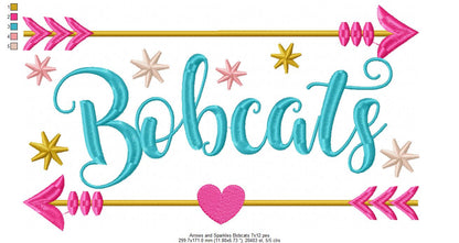 Arrows and Sparkles Bobcats – Satin Stitch – Machine Embroidery Design