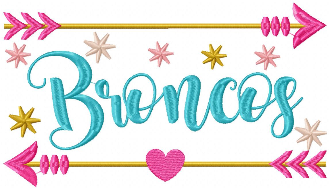 Arrows and Sparkles Broncos – Satin Stitch – Machine Embroidery Design