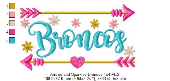 Arrows and Sparkles Broncos – Satin Stitch – Machine Embroidery Design