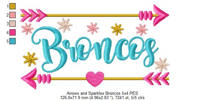 Arrows and Sparkles Broncos – Satin Stitch – Machine Embroidery Design