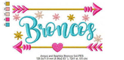 Arrows and Sparkles Broncos – Satin Stitch – Machine Embroidery Design