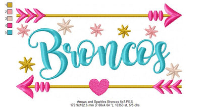 Arrows and Sparkles Broncos – Satin Stitch – Machine Embroidery Design