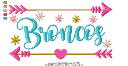 Arrows and Sparkles Broncos – Satin Stitch – Machine Embroidery Design