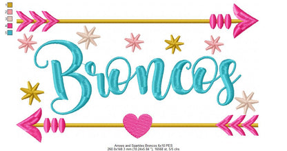 Arrows and Sparkles Broncos – Satin Stitch – Machine Embroidery Design