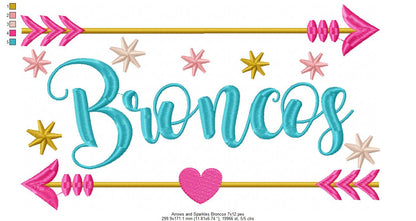 Arrows and Sparkles Broncos – Satin Stitch – Machine Embroidery Design