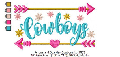 Arrows and Sparkles Cowboys – Satin Stitch – Machine Embroidery Design