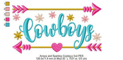Arrows and Sparkles Cowboys – Satin Stitch – Machine Embroidery Design