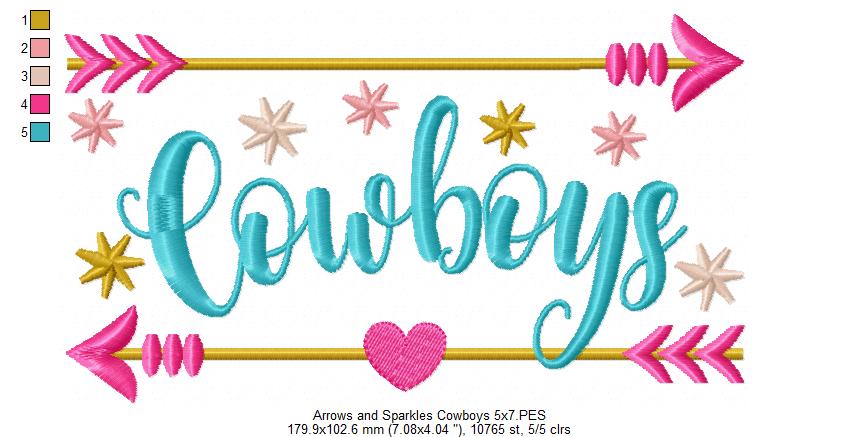 Arrows and Sparkles Cowboys – Satin Stitch – Machine Embroidery Design