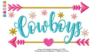 Arrows and Sparkles Cowboys – Satin Stitch – Machine Embroidery Design