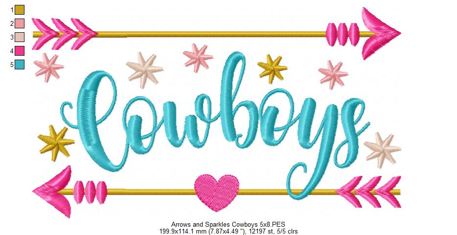 Arrows and Sparkles Cowboys – Satin Stitch – Machine Embroidery Design