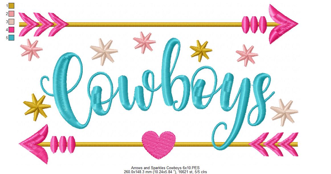 Arrows and Sparkles Cowboys – Satin Stitch – Machine Embroidery Design