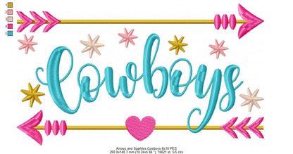Arrows and Sparkles Cowboys – Satin Stitch – Machine Embroidery Design
