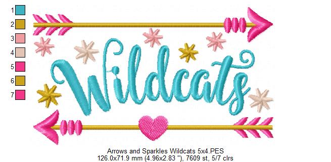 Arrows and Sparkles Wildcats – Satin Stitch – Machine Embroidery Design