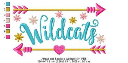 Arrows and Sparkles Wildcats – Satin Stitch – Machine Embroidery Design