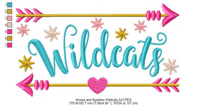 Arrows and Sparkles Wildcats – Satin Stitch – Machine Embroidery Design