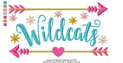 Arrows and Sparkles Wildcats – Satin Stitch – Machine Embroidery Design