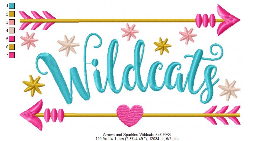 Wildcats Arrows and Sparkles - Fill Stitch