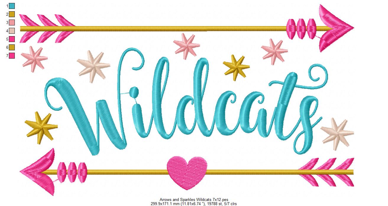 Arrows and Sparkles Wildcats – Satin Stitch – Machine Embroidery Design