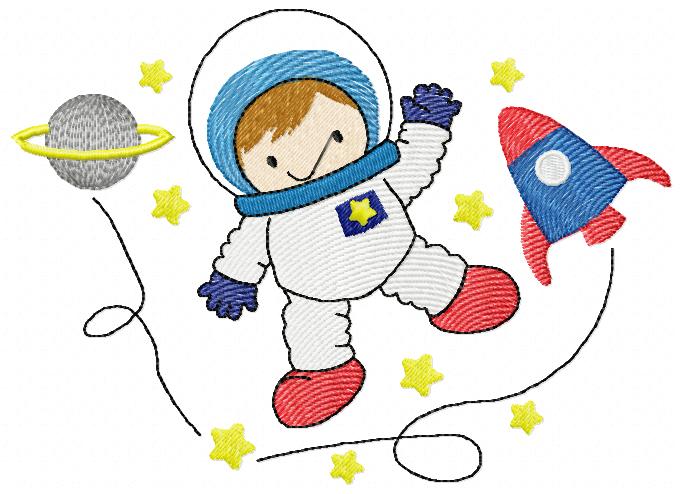 Astronaut in Space Boy - Fill Stitch - Machine Embroidery Design