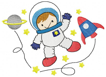 Astronaut in Space Boy - Fill Stitch - Machine Embroidery Design