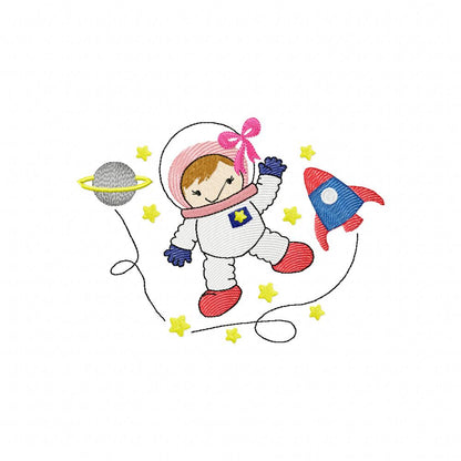 Astronaut in Space Girl - Fill Stitch