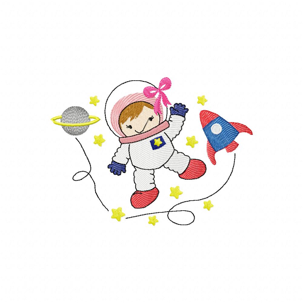 Astronaut in Space Girl - Fill Stitch