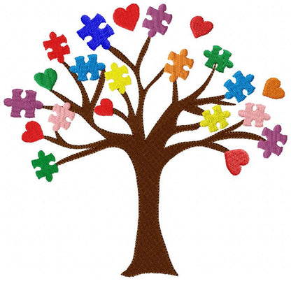 Autism Tree - Fill Stitch - Machine Embroidery Design