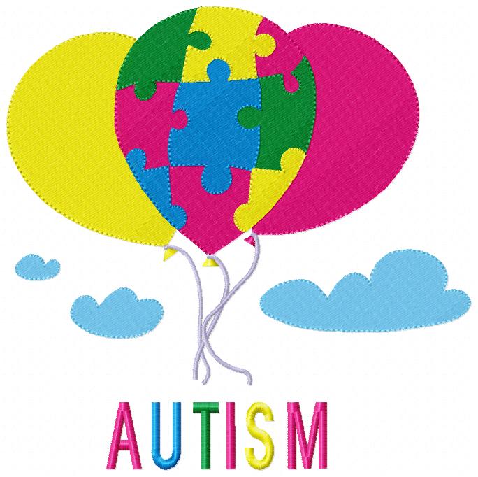 Autism Balloons - Fill Stitch - Machine Embroidery Design
