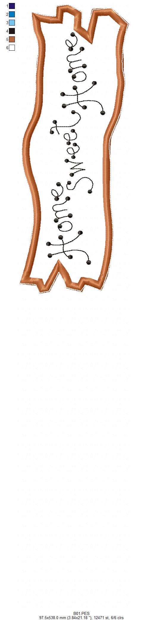 Home Sweet Home Door Ornament - ITH Project - Machine Embroidery Design