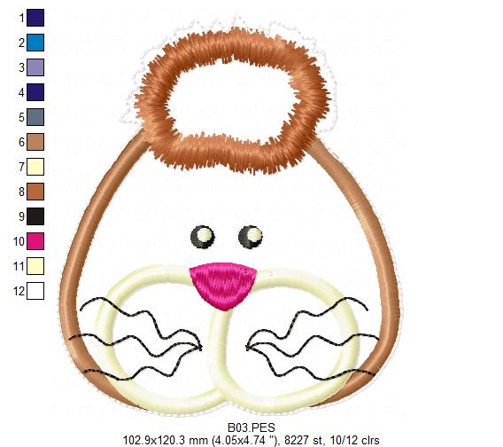 Cute Bunny with Carrot Door Ornament - ITH Project - Machine Embroidery Design