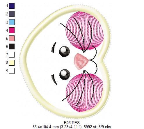 Cute Bunny Door Knobs Hanger - ITH Project - Machine Embroidery Design